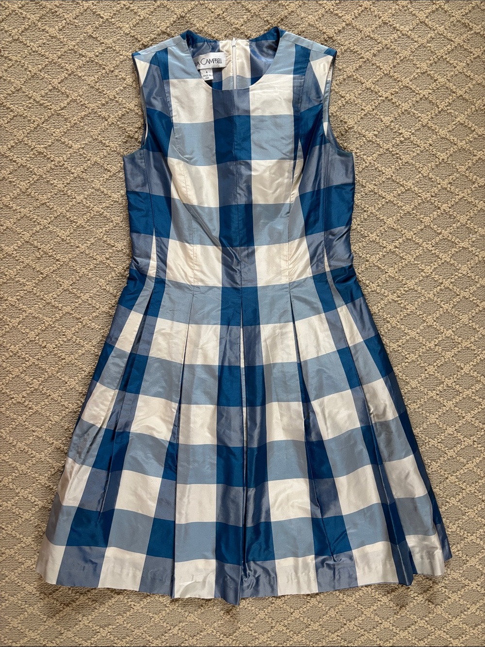 Sara Campbell Blue & White Check Taffeta Dress